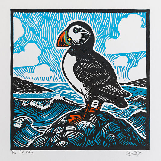 Puffin Lino Print Design