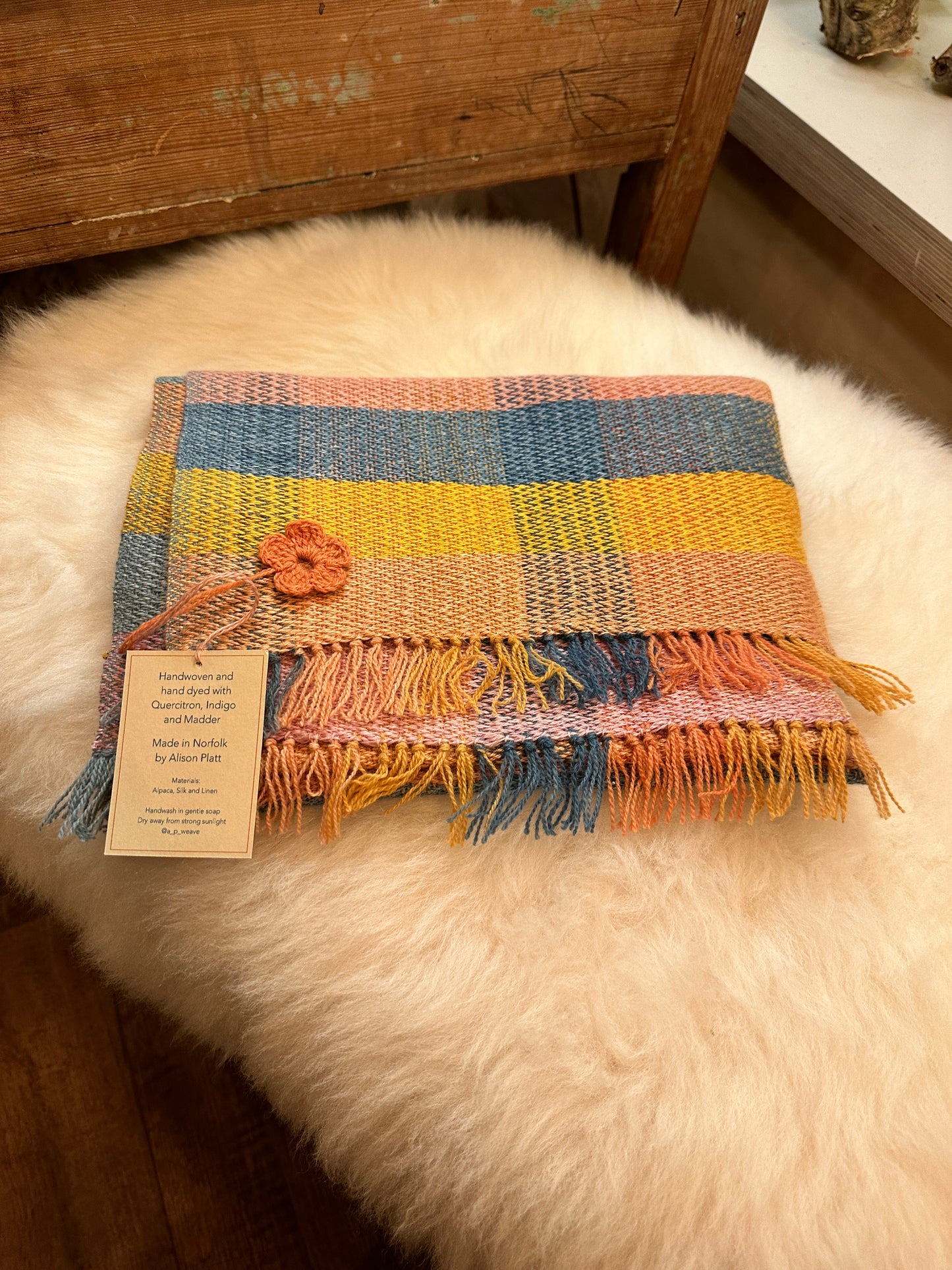 Handwoven Alpaca, Silk & Linen Scarf