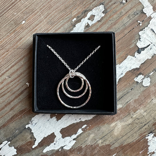 Sterling silver triple circle hoop pendant