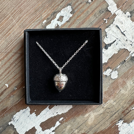 Sterling Silver Acorn Pendant and Necklace