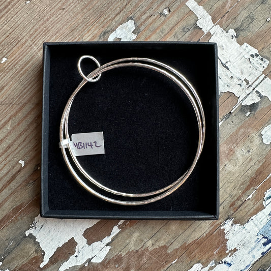 Sterling silver double bangle, one link