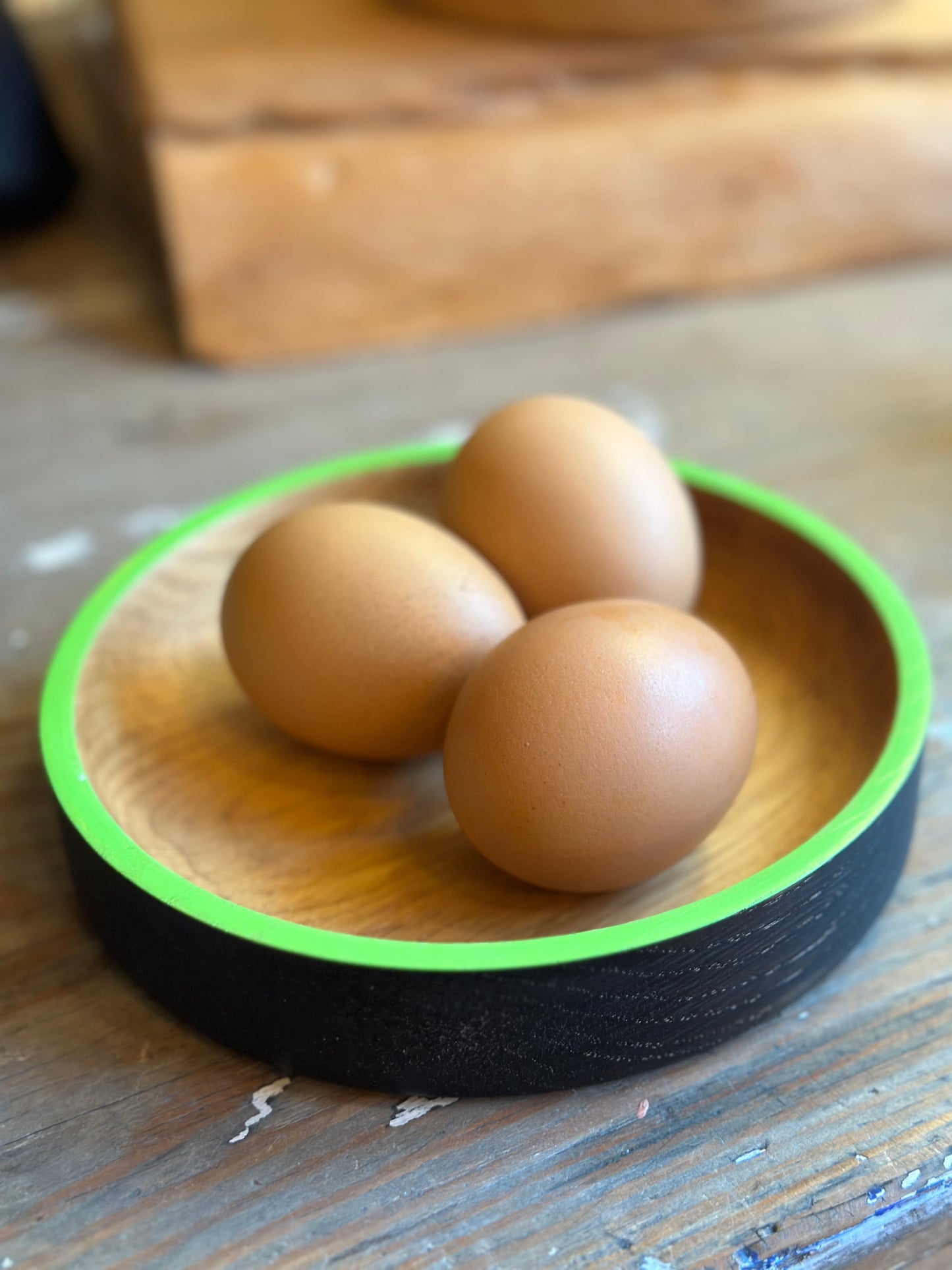 Oak Dish with Green Trim