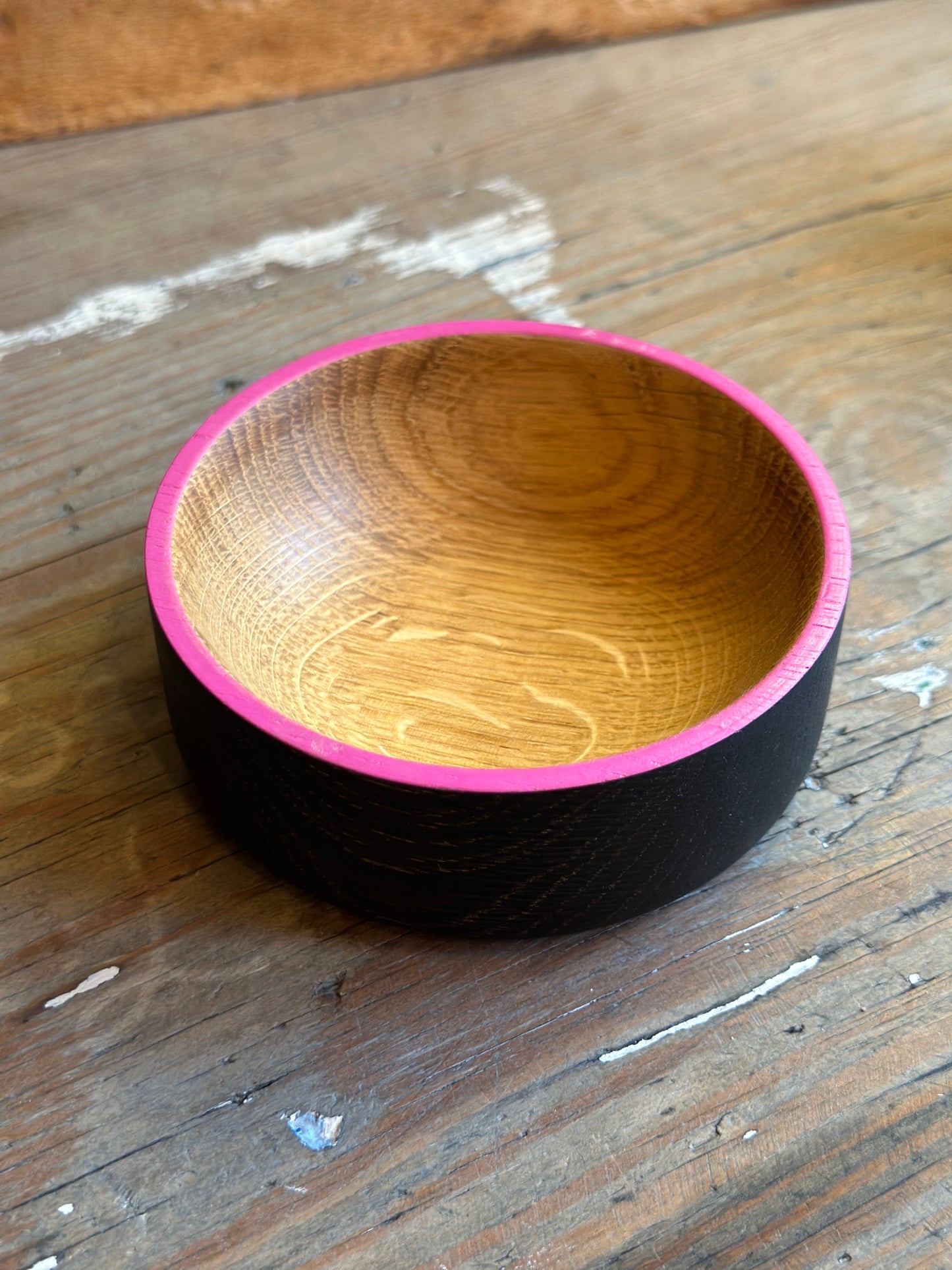 Oak Dish Small with Pink Trim