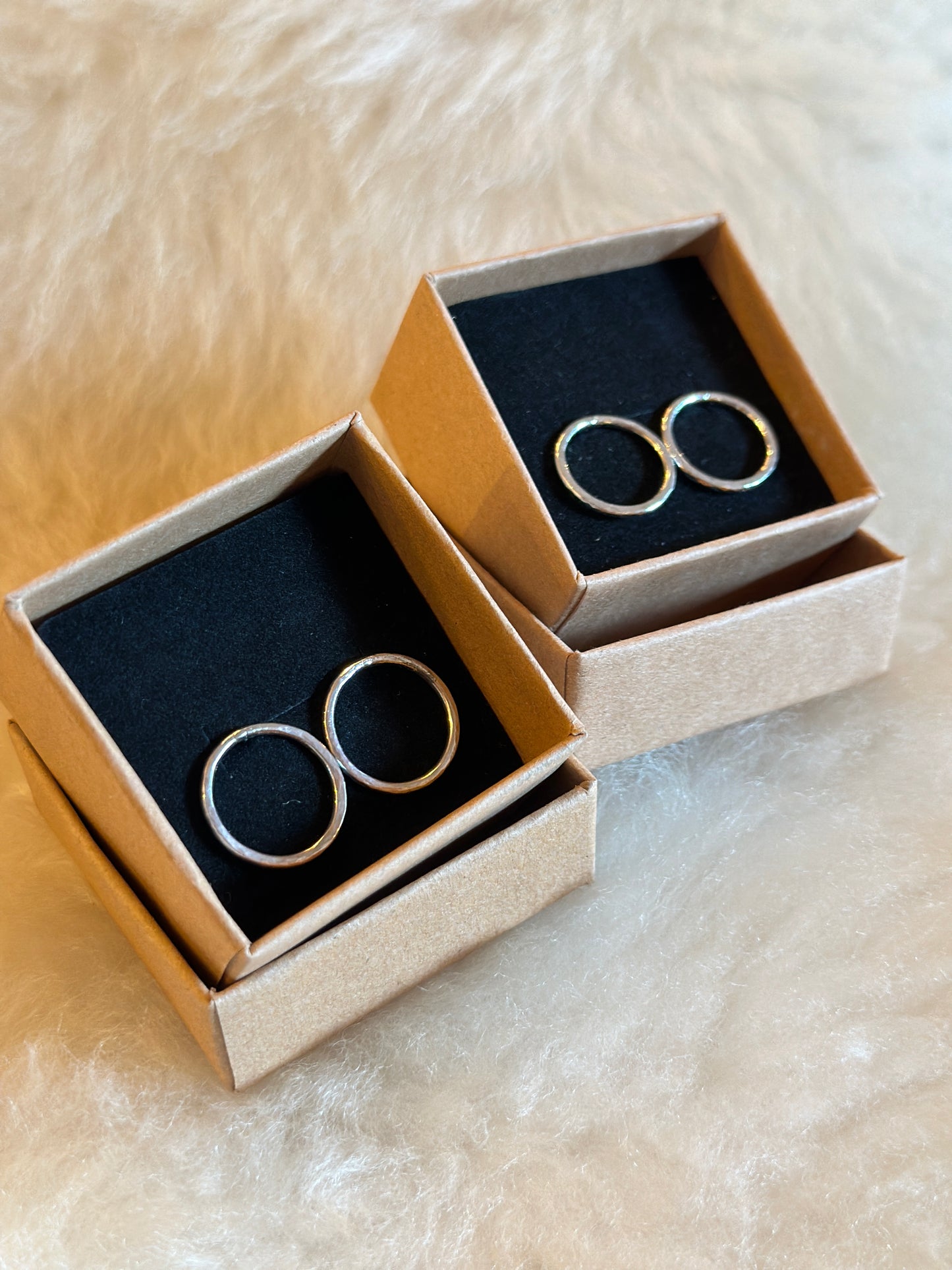 Stirling Hammered Hoop Silver Stud Earings