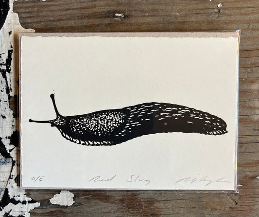 Red Slug Linocut Print