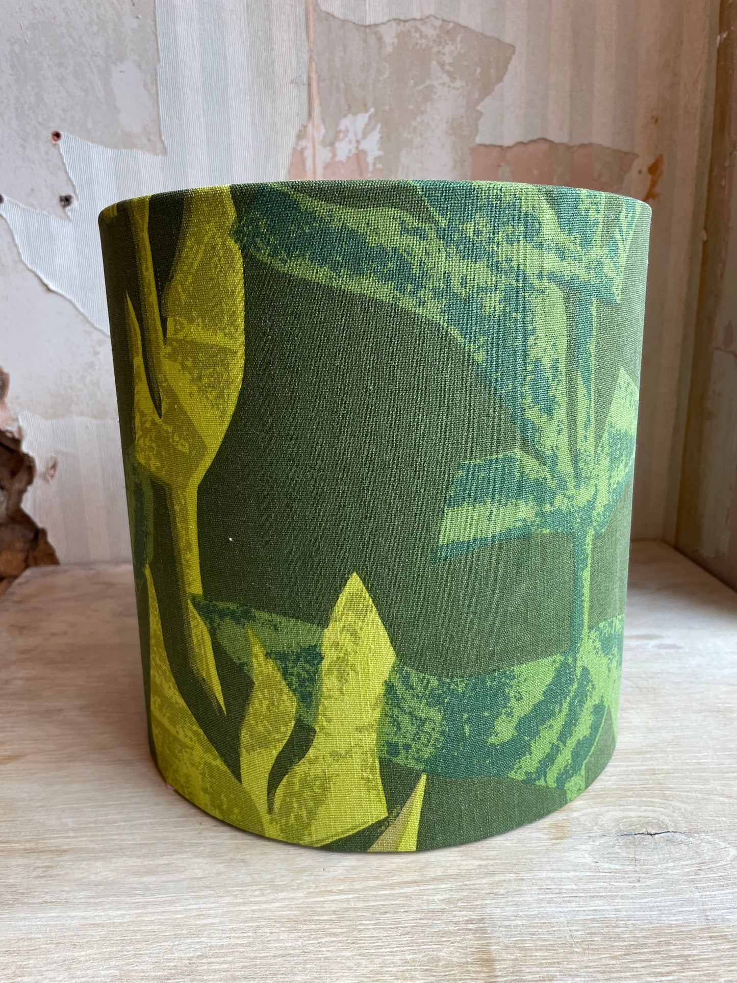 Vintage 60s Scandinavian Leaf Print Fabric Lampshade