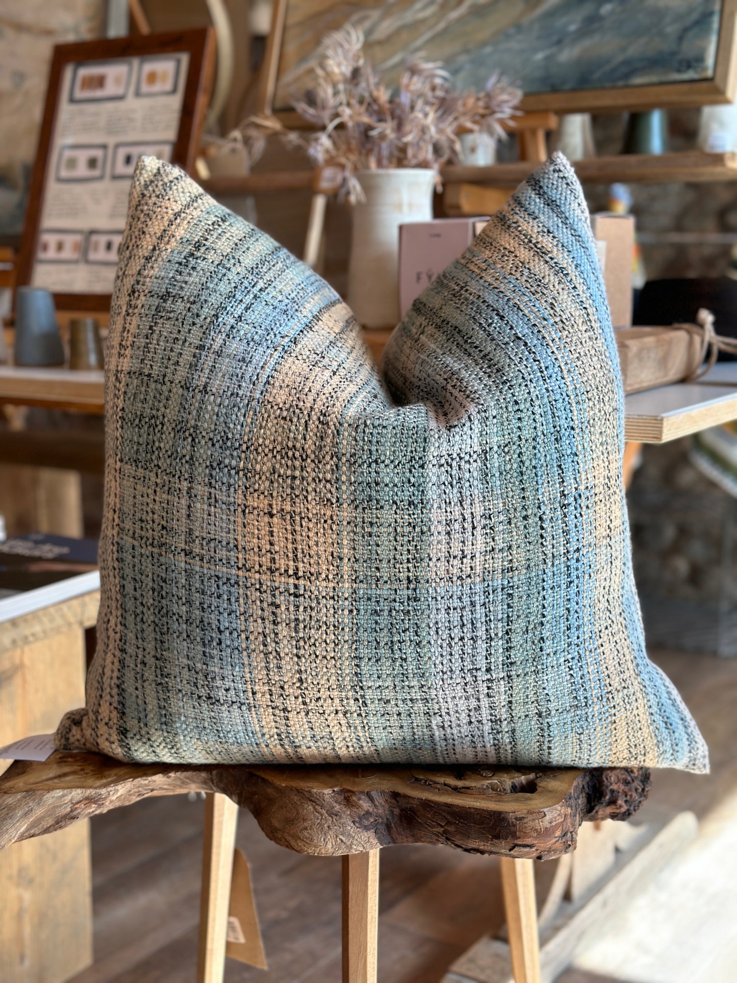 Woad & Buckthorn Handwoven Wool Cushion