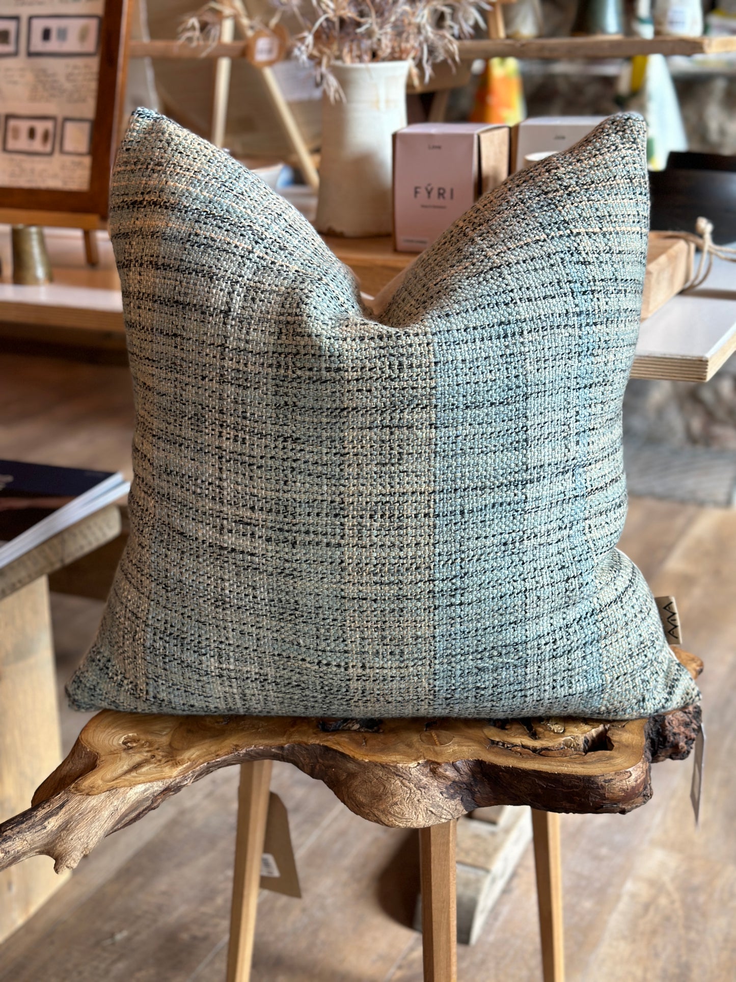 Woad & Buckthorn Handwoven Wool Cushion