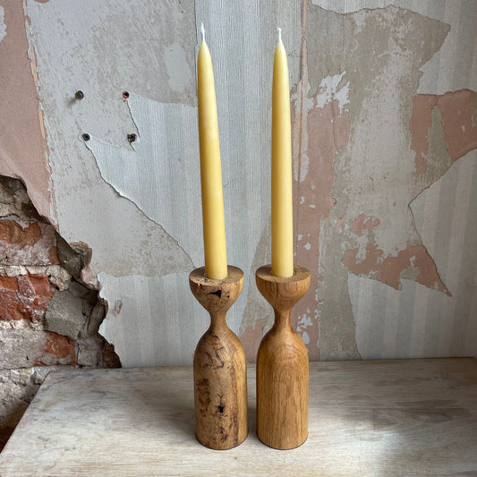 Pair of Oak Candlesticks