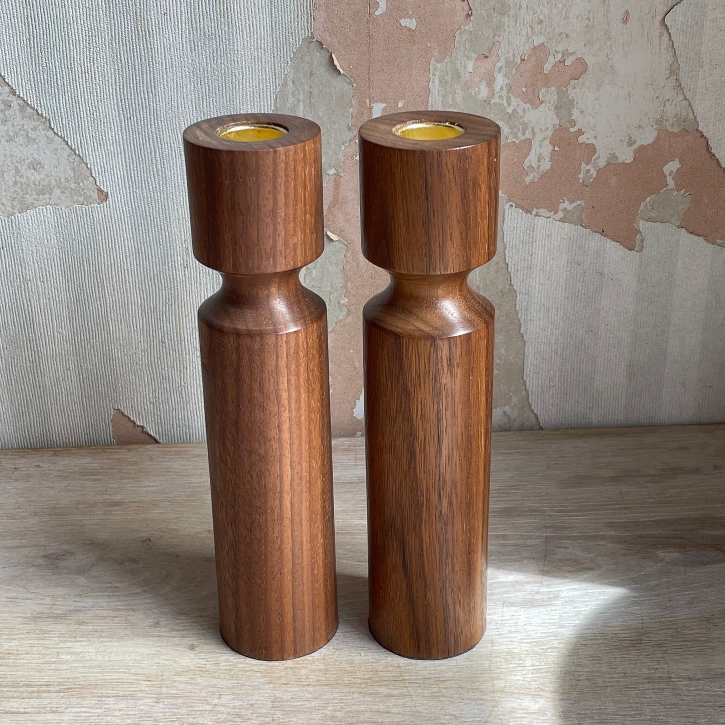 Pair of Walnut Candlesticks