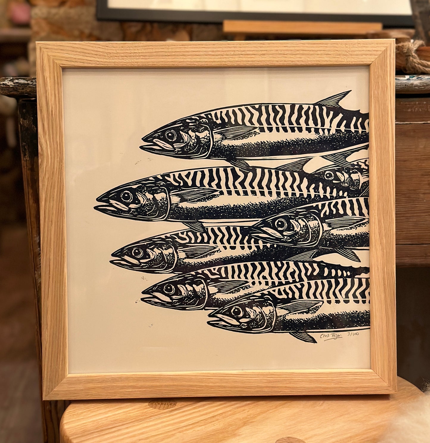 7 Mackerel Lino Print