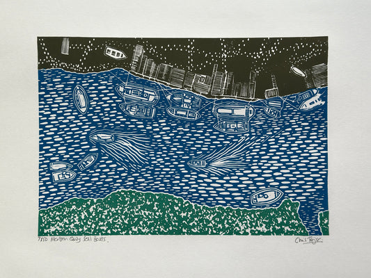 Morston Quay linocut print