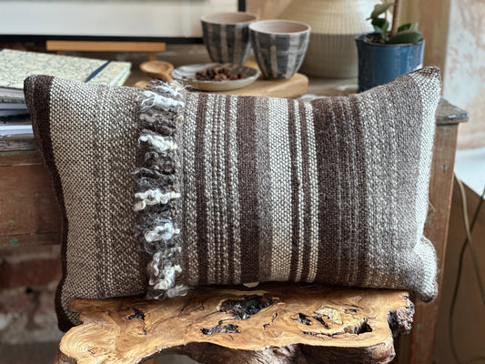 Natural Wool Cushions with Fringe