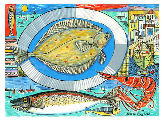 Plaice and Sea Bass Giclee Print