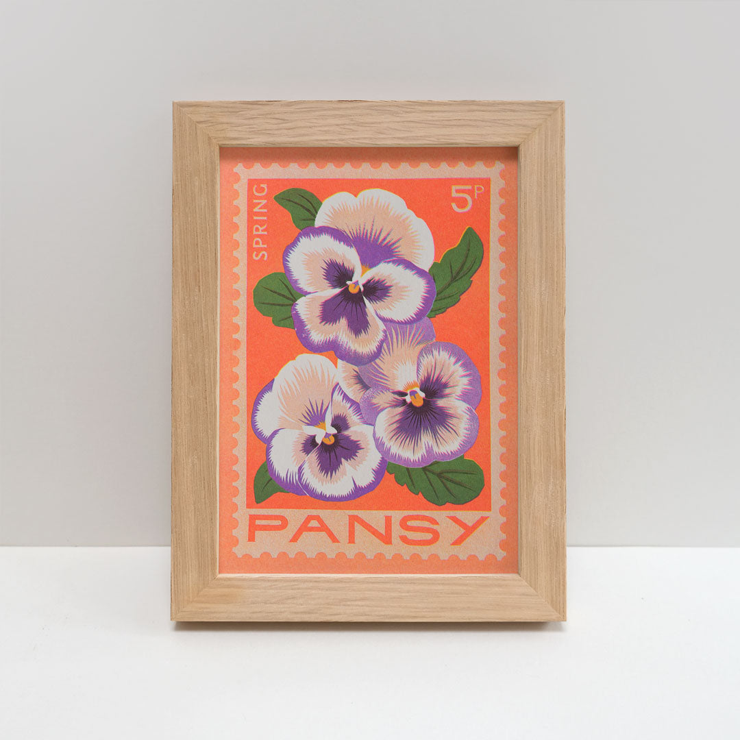 Pansy A5 Risograph Print