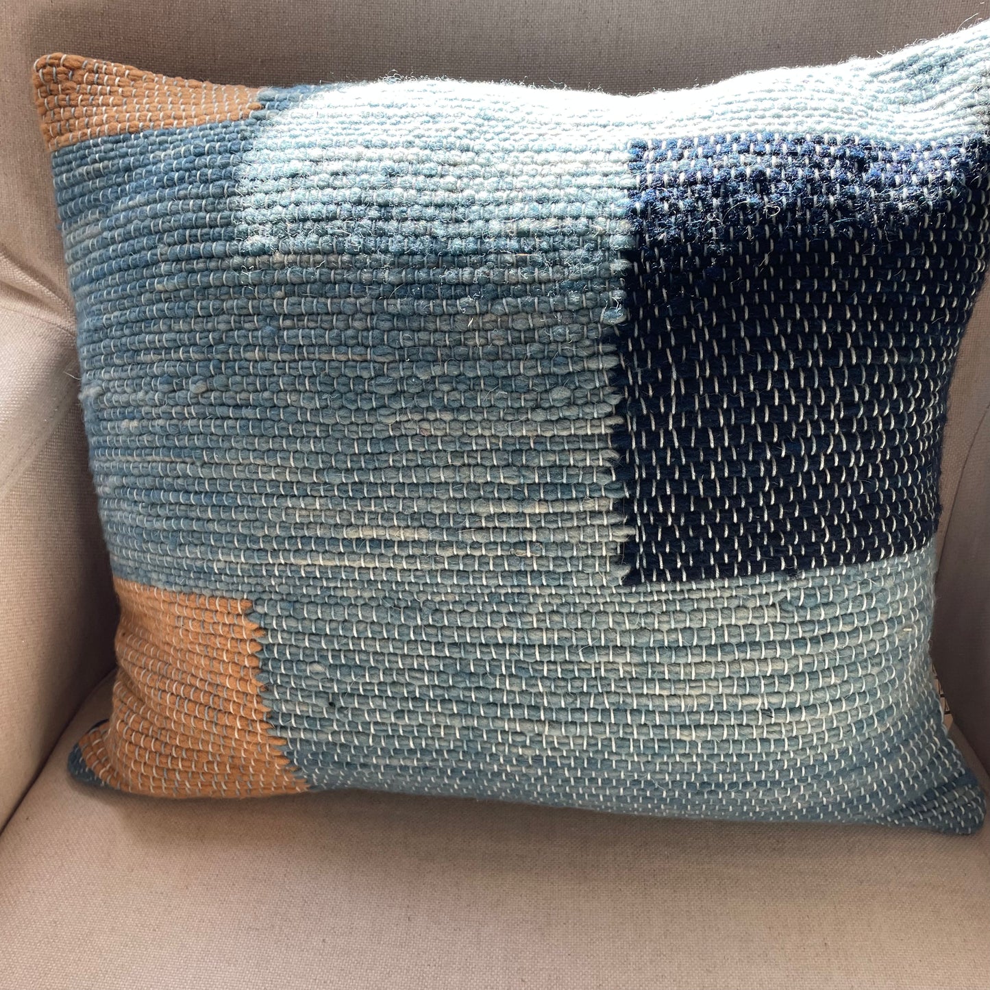 Henna & Indigo Handwoven Wool Cushion