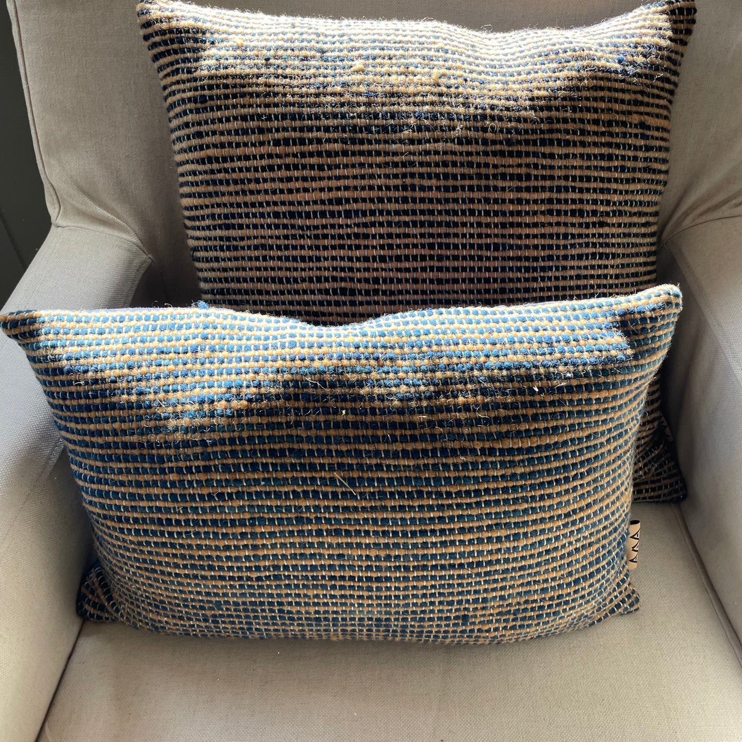 Henna & Indigo Handwoven Wool Cushion