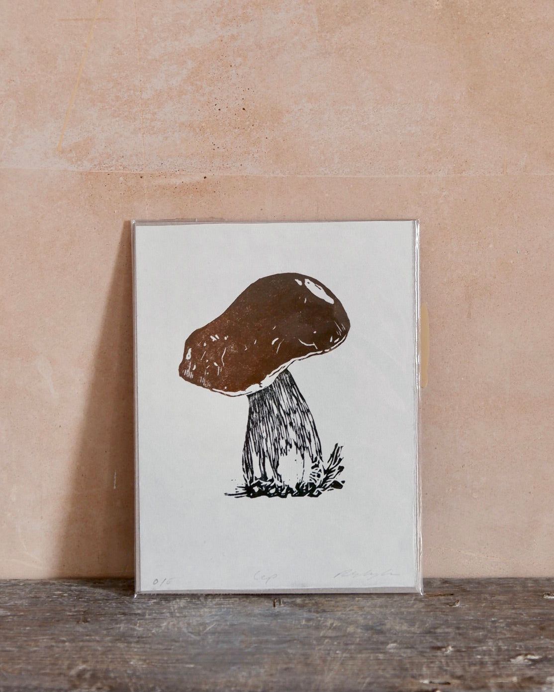 the pepper press lino cut print black and white handmade prints cep mushroom nature print